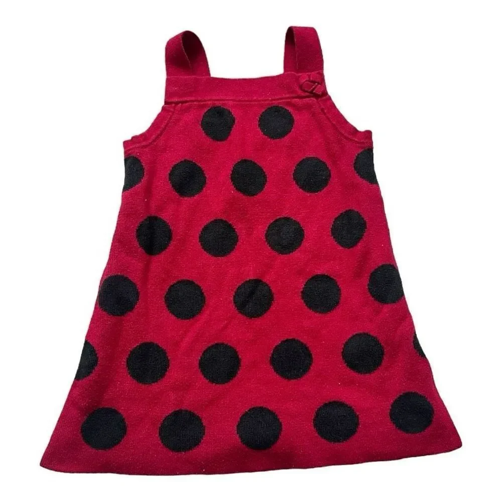 Baby Girls Gymboree Holiday Panda Ladybug Polka Dot Sweater Dress - Sz 2T